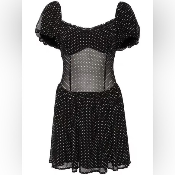 Dolls kill women’s Davonne Polka-Dot Print Mini Dress black white size small new - Picture 1 of 9